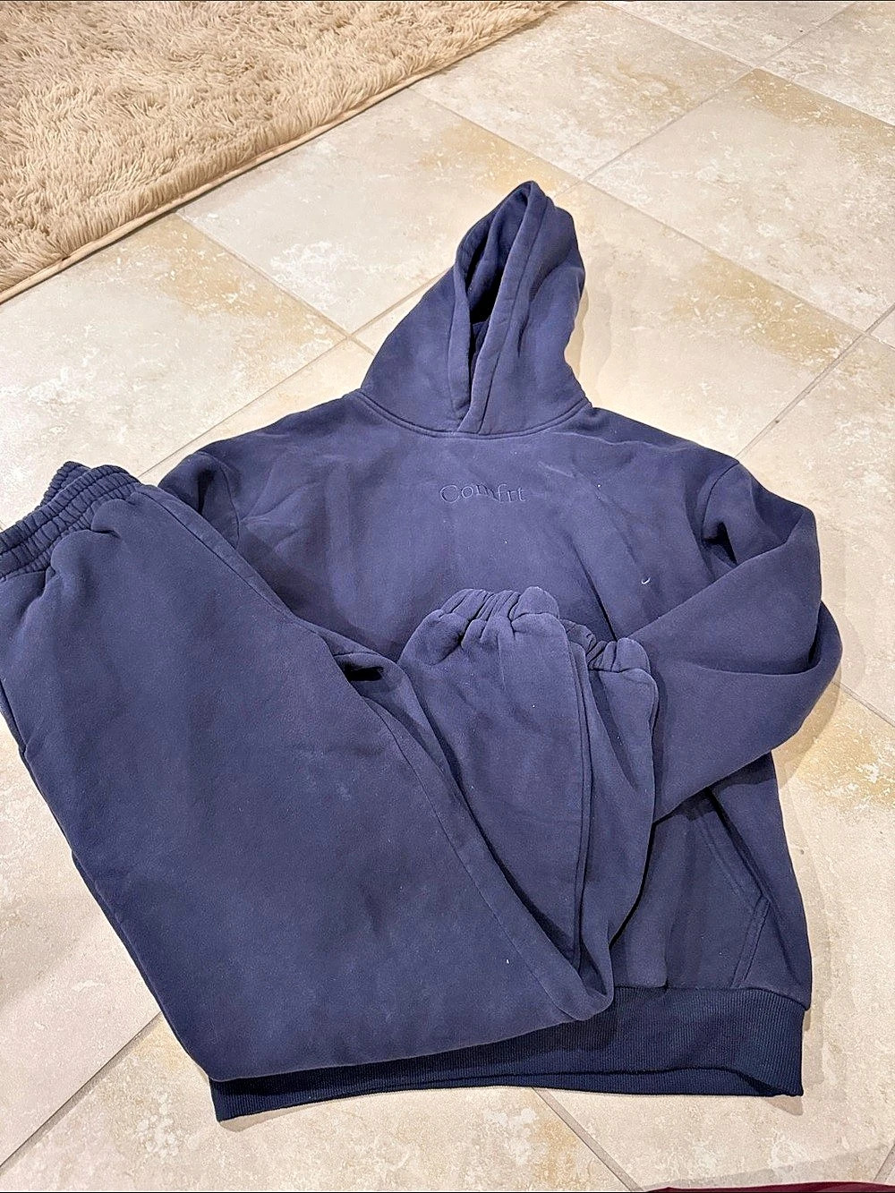 Comfrt Signature Hoodie and Signature Sweatpants Set Sweatpants Set Blue Small